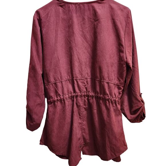 Maurices Anorak front zip soft utility jacket size large burgundy - Picture 6 of 9
